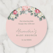 Blush Roze  Tuin Rozen Baby shower Bedankjes Labels (Achterkant)