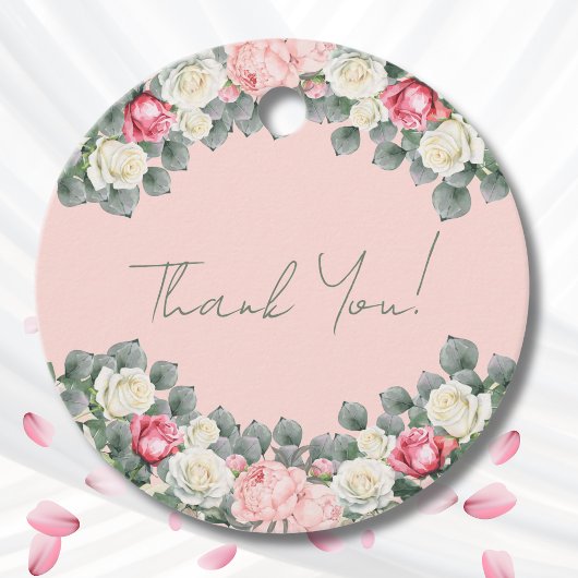 Blush Roze  Tuin Rozen Baby shower Bedankjes Labels