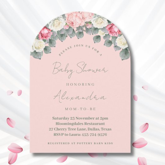 Blush Roze  Tuin Rozen Baby shower Kaart