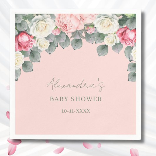 Blush Roze  Tuin Rozen Baby shower Servet
