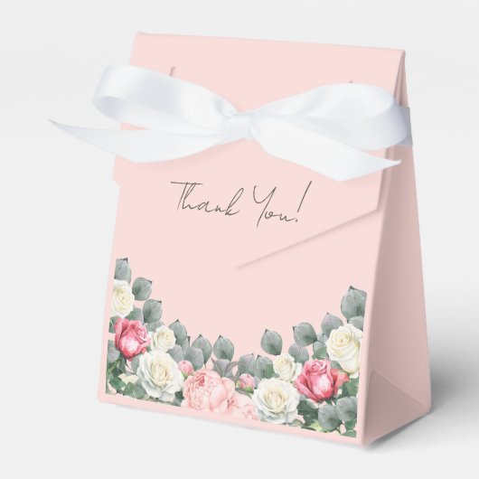 Blush Roze  Tuin Rozen Vrijgezellenfeest Bedankdoosjes (Voorkant Zijde)