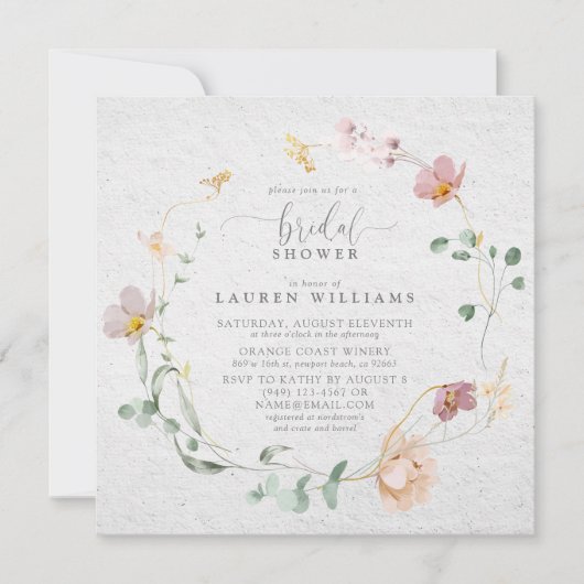 Blush Roze tuinbloemen Vrijgezellenfeest Kaart (Voorkant)