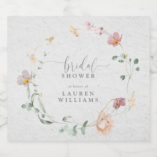 Blush Roze tuinbloemen Vrijgezellenfeest Sparkling Wijnetiket (Enkel label)