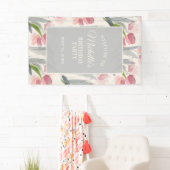 Blush roze Tulips Floral Birthday Party Welkom Spandoek (Insitu)