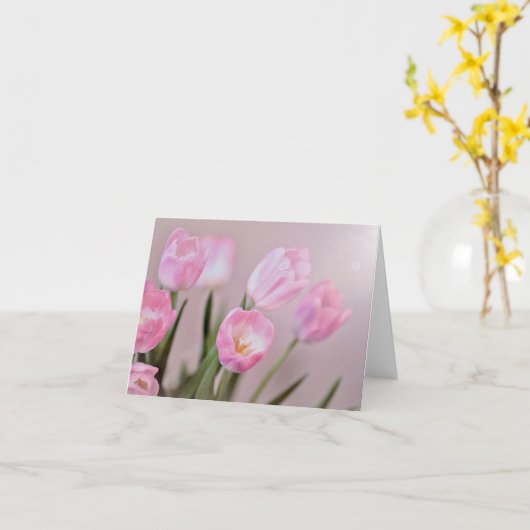 Blush roze tulp briefkaarten (Gele Bloem)