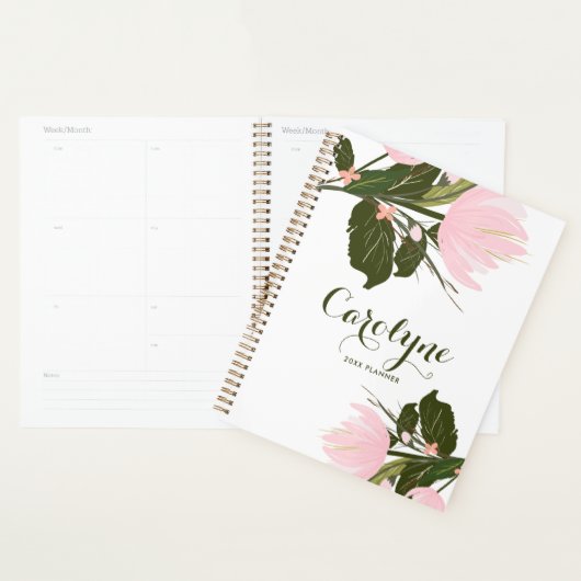 Blush roze tulpen gepersonaliseerde planner (Display)