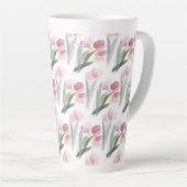 Blush roze tulpen Sage Green Grey Leaves White Latte Mok (Rechterhoek)