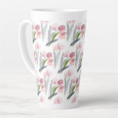 Blush roze tulpen Sage Green Grey Leaves White Latte Mok (Linkerhoek)