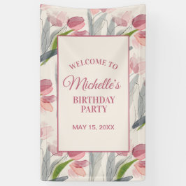Blush roze Tulps Floral Birthday Party Welcome Ba Spandoek