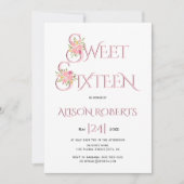 Blush roze typografie, roze rozen zoet zestien kaart (Voorkant)