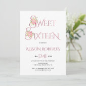 Blush roze typografie, roze rozen zoet zestien kaart (Staand voorkant)