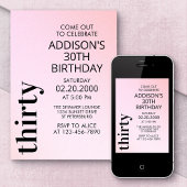 Blush Roze Typografie Verjaardag Kaart