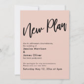Blush Roze Uitgestelde Bruiloft Nieuw Plan Update Kaart (Voorkant)
