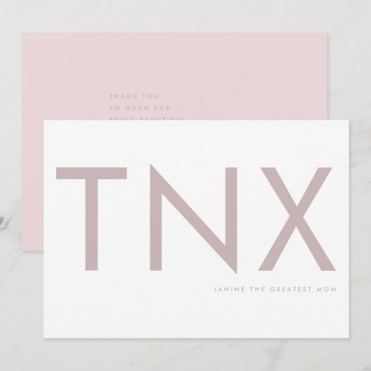 Blush Roze Ultra Modern Bold Big Bedankt Moeder (Voorkant / Achterkant)
