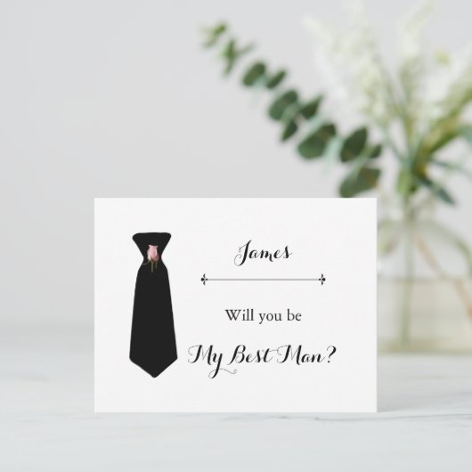 Blush Roze usty Sage Best Man Request Kaart (Staand voorkant)