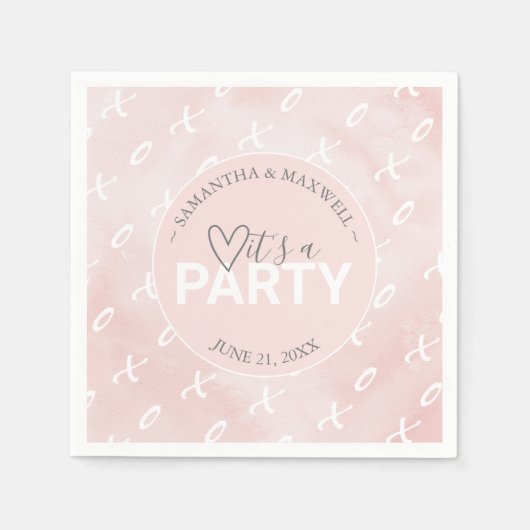 Blush Roze Valentijnse X's en O's Thégeacht Servet (Voorkant)