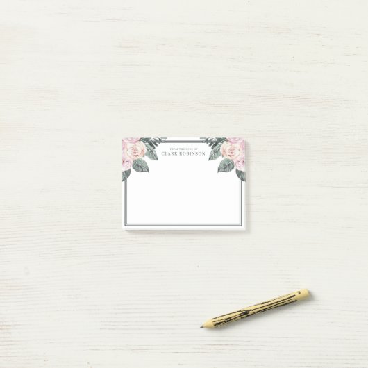 Blush roze van het bureau van de Waterverf Rozen Post-it® Notes (Op bureau)