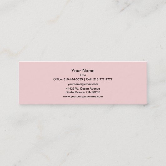 Blush Roze vaste kleur Mini Visitekaartje (Achterkant)