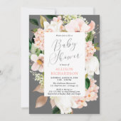 Blush roze veer baby shower kaart (Voorkant)
