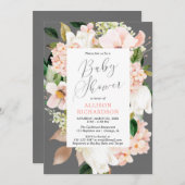 Blush roze veer baby shower kaart (Voorkant / Achterkant)