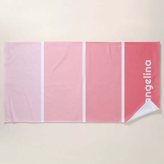Blush Roze verfchips met aangepaste naam Strandlaken (Voorkant)