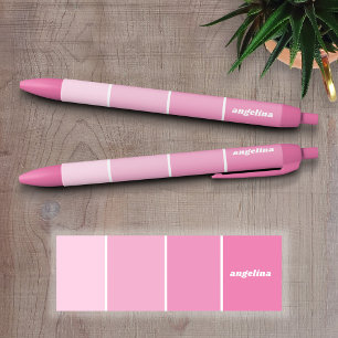 Blush Roze verfchips met aangepaste naam Zwarte Inkt Pen
