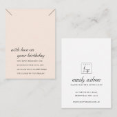 BLUSH ROZE VERJAARDAG CADEAU KETTING DISPLAY KAART PLAATSKAARTJE (Voorkant / Achterkant)