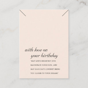 BLUSH ROZE VERJAARDAG CADEAU KETTING DISPLAY KAART PLAATSKAARTJE