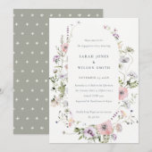 Blush Roze Verloving van Lijst van wilde bloem uit Bedankkaart (Voorkant / Achterkant)