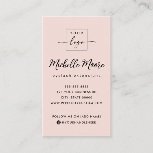 Blush roze verticale logo visitekaartje (Voorkant)