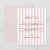 Blush Roze Verticale Strepen Moderne bruiloft Dank Kaart (Voorkant / Achterkant)