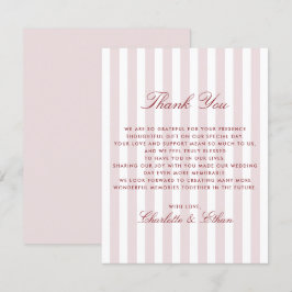 Blush Roze Verticale Strepen Moderne bruiloft Dank Kaart
