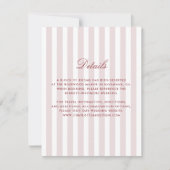 Blush roze verticale strepen moderne bruiloft deta kaart (Voorkant)