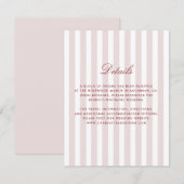 Blush roze verticale strepen moderne bruiloft deta kaart (Voorkant / Achterkant)