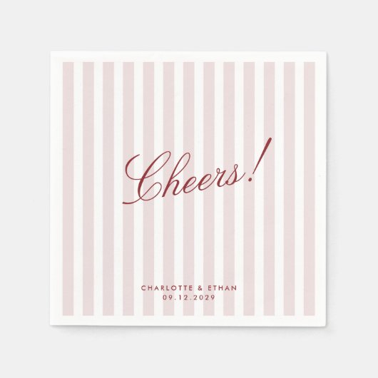 Blush roze verticale strepen moderne bruiloft serv servet (Voorkant)