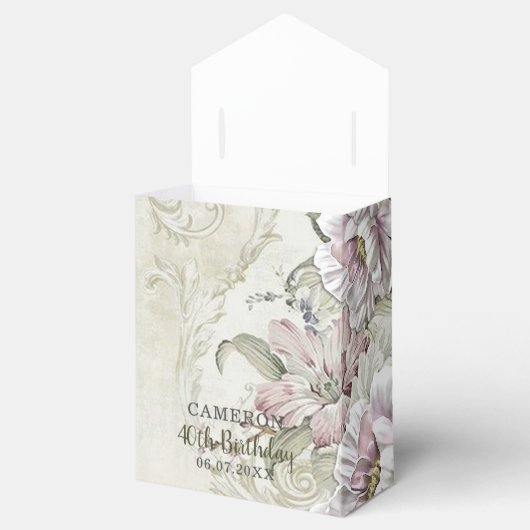  Blush Roze Victoriaans Bloemenwijnstokken Bedankdoosjes (Geopend)