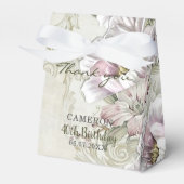 Blush Roze Victoriaans Bloemenwijnstokken Bedankdoosjes (Voorkant Zijde)