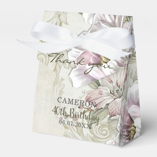  Blush Roze Victoriaans Bloemenwijnstokken Bedankdoosjes (Voorkant Zijde)