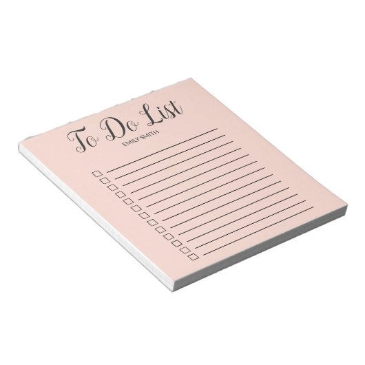 Blush roze vinkjes om monogram te doen notitieblok (Schuin)