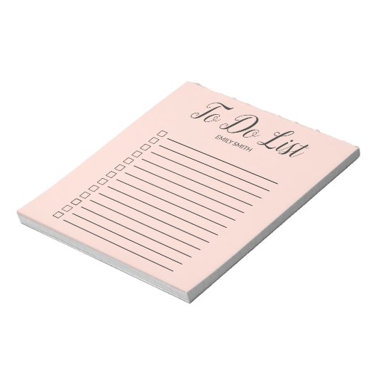 Blush roze vinkjes om monogram te doen notitieblok (Linkerzijde)