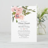 Blush Roze Virtual Baby of Vrijgezellenfeest Kaart (Staand voorkant)