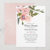 Blush Roze Virtual Baby of Vrijgezellenfeest Kaart (Voorkant / Achterkant)