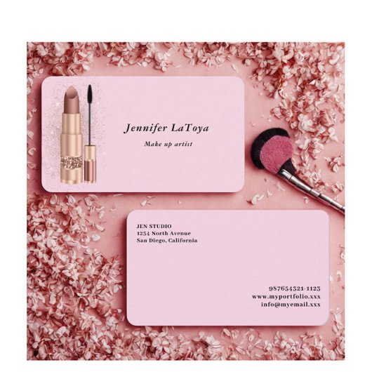 Blush Roze Visagist Visitekaartje