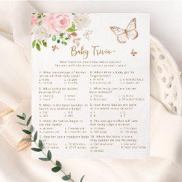 Blush roze vlinder Baby trivia baby shower game