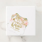Blush Roze Vlinder Bloemen Quinceanera Party Favo Bedankjes Labels (In situ)