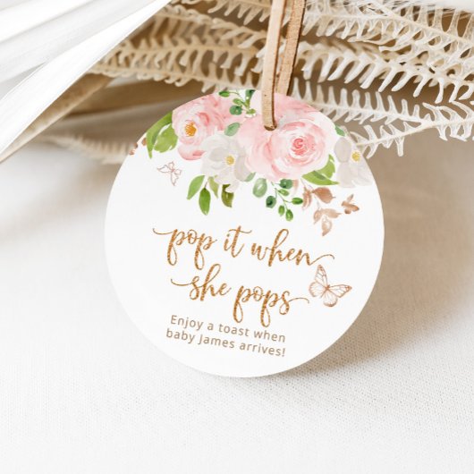 Blush roze vlinder Pop als ze pop Bedankjes Labels