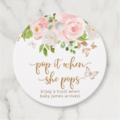 Blush roze vlinder Pop als ze pop Bedankjes Labels (Voorkant)