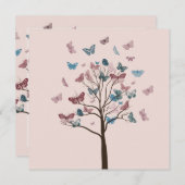 Blush roze vlinders boom zoet zestien kaart (Voorkant / Achterkant)