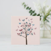 Blush roze vlinders boom zoet zestien kaart (Staand voorkant)
