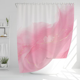Blush roze, vloeibaar marmer Abstract patroon Douchegordijn
